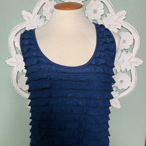 INC Blue ruffled racerback Tunic blouse size xl - Picture 2 of 8